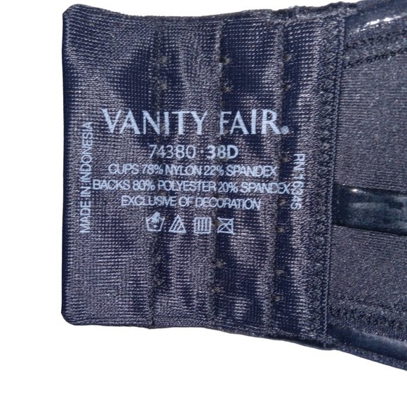 Vanity Fair® Beauty Back™ Strapless Bra Convertible straps Black size 38D NWOT - Picture 4 of 6